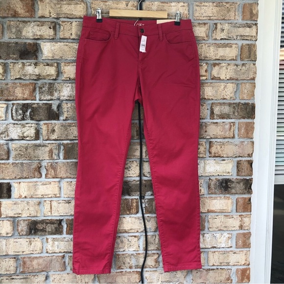 Ann Taylor Loft CA57421 Stretchy Curvy Skinny Mid Rise Coral Red Jeans 30/10 - Picture 3 of 11